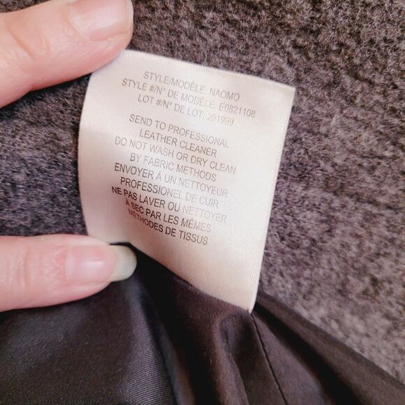 Theory Naomo womens grey wool and black leather snap front coat size small - Picture 10 of 12